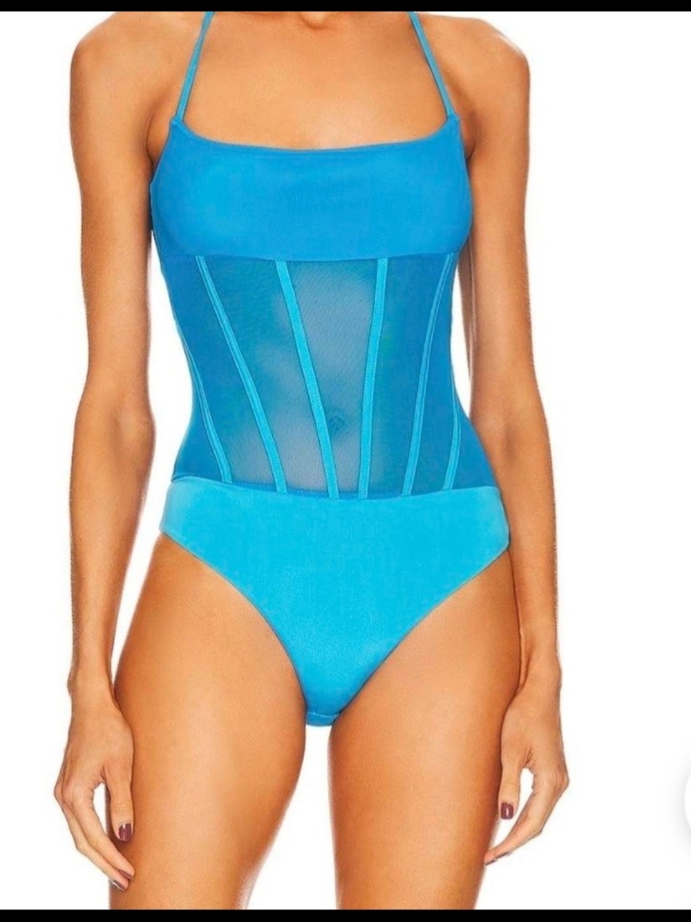 MAJORELLE Revolve Turquoise Sheer Mesh Corset Sexy Bodysuit NWOT Size XS